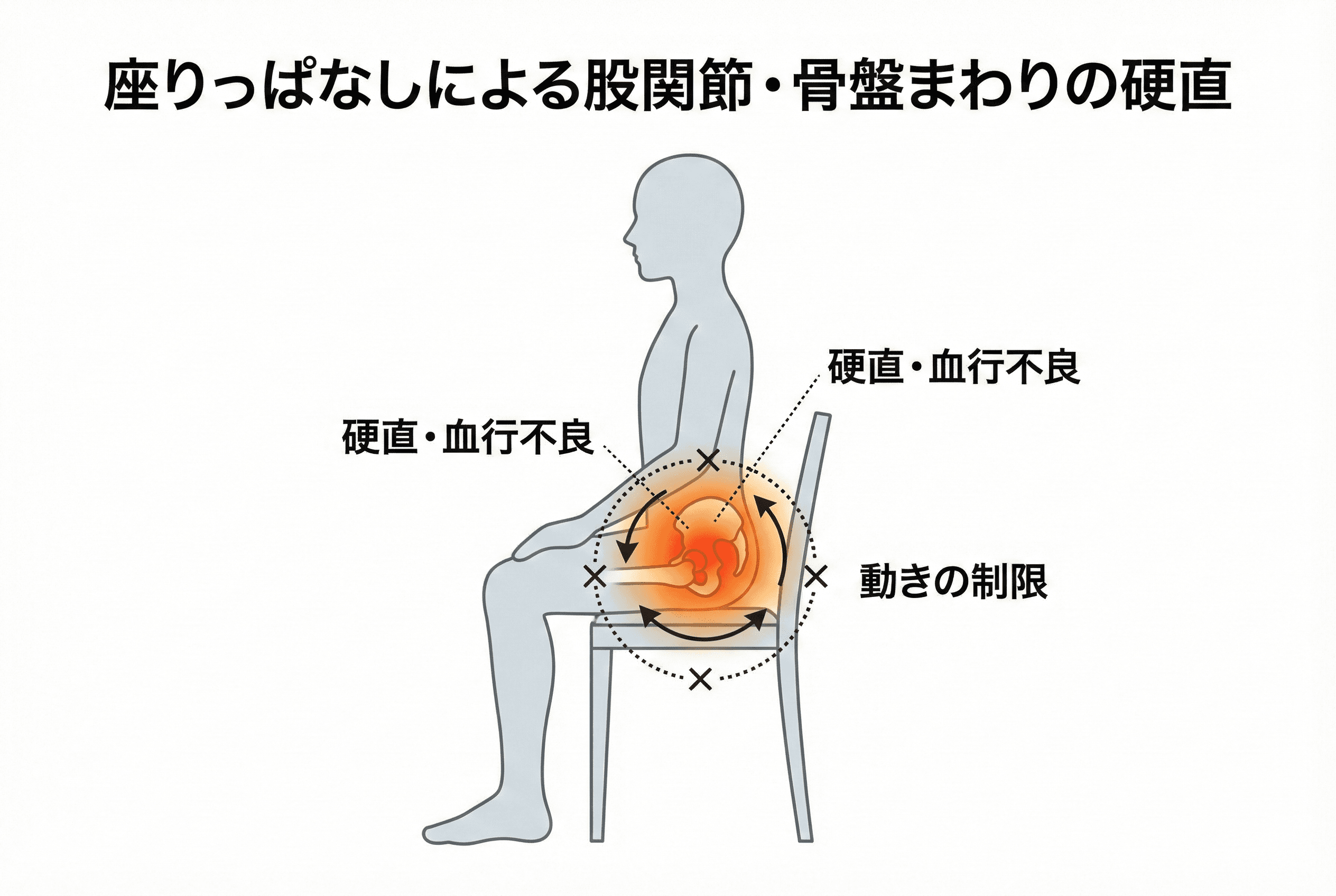 固まった腰のイメージ