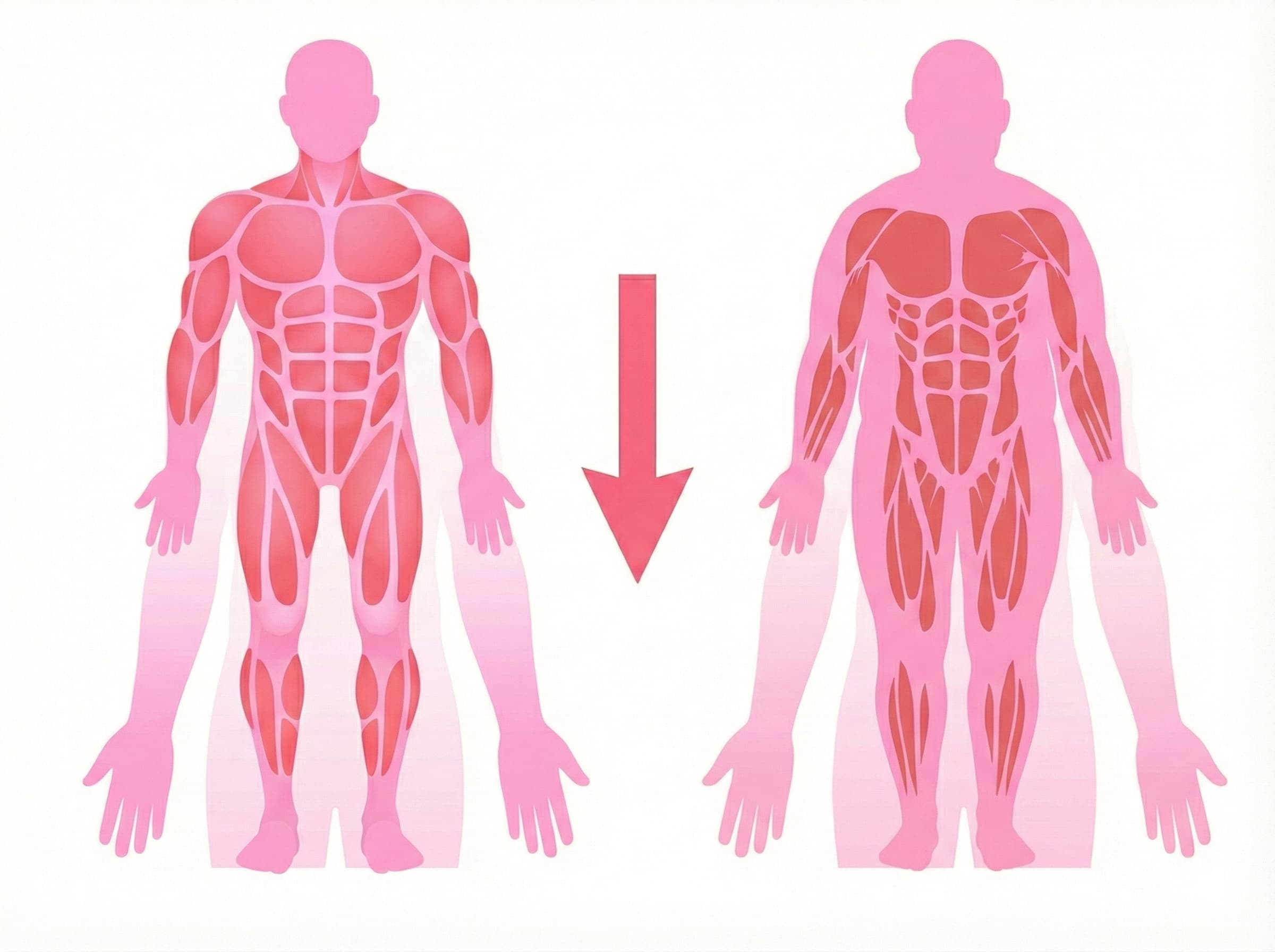 筋肉量の減少を示すイメージ