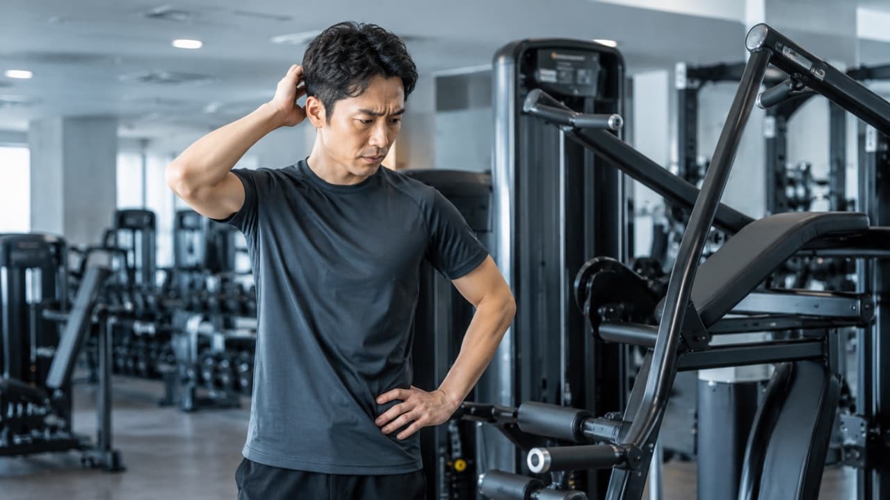格安ジムで成果が出ず悩む様子のイメージ