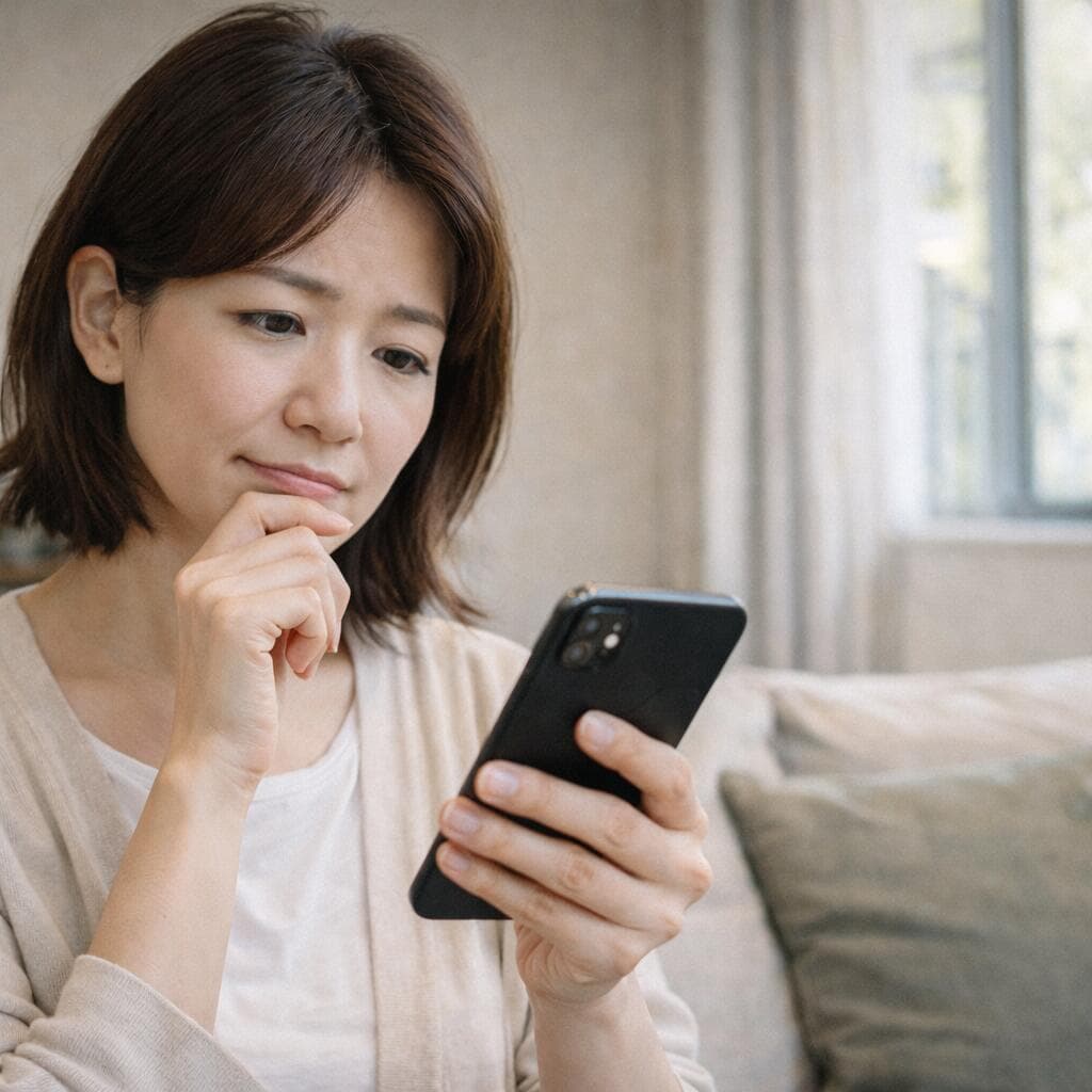 不安な表情の女性