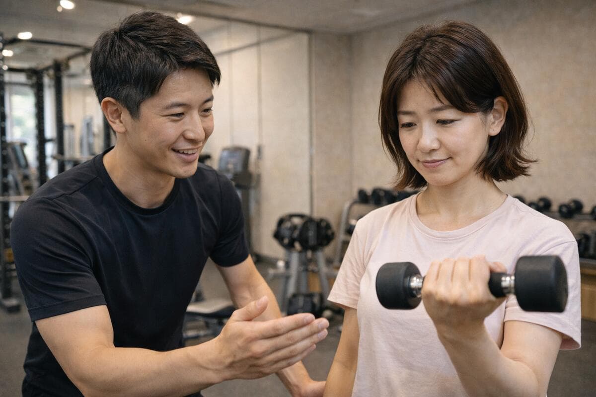 トレーニングフォームを確認する人