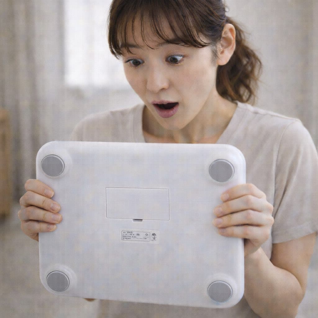 体組成計で体脂肪率を測定する様子