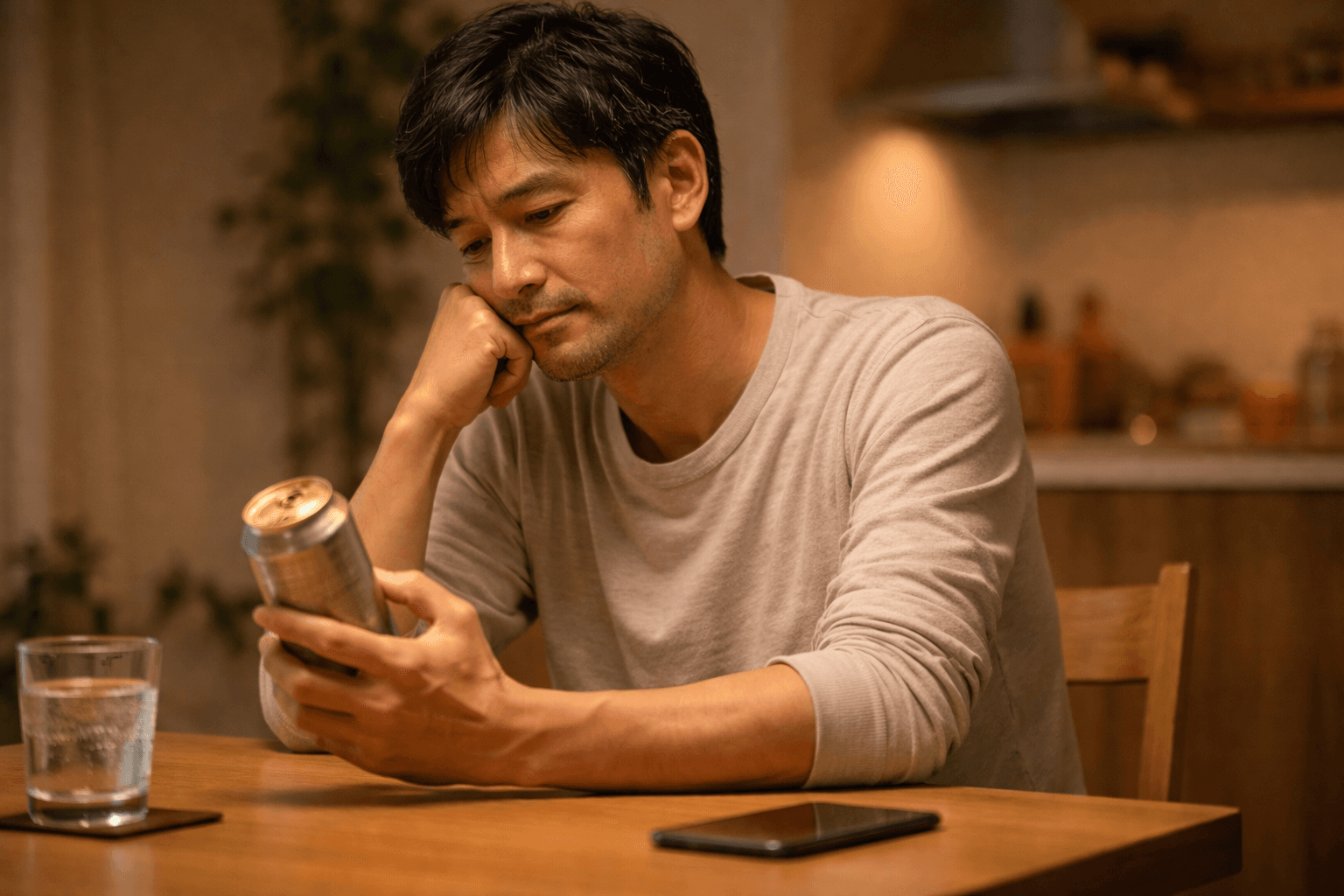 お酒をやめようか悩んでいる様子