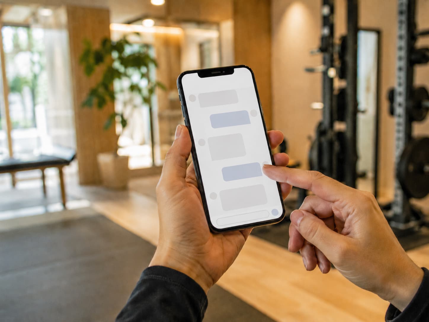 スマートフォンで予約する様子