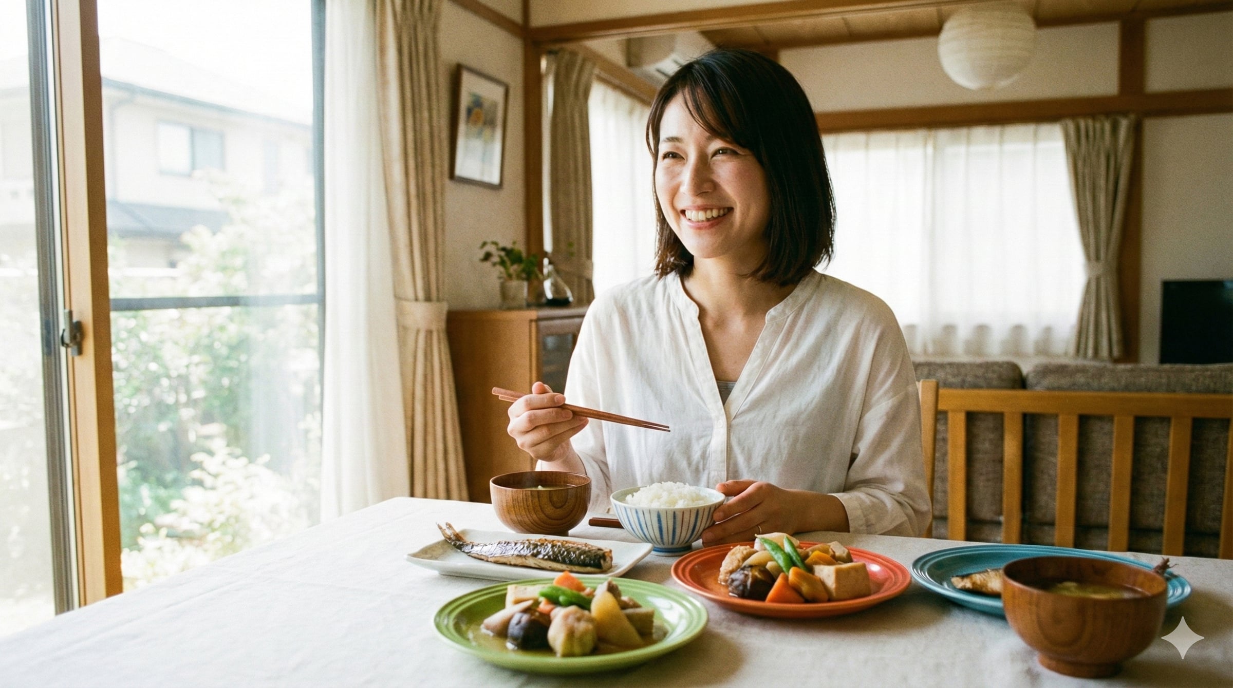 健康的な食事を楽しむ女性