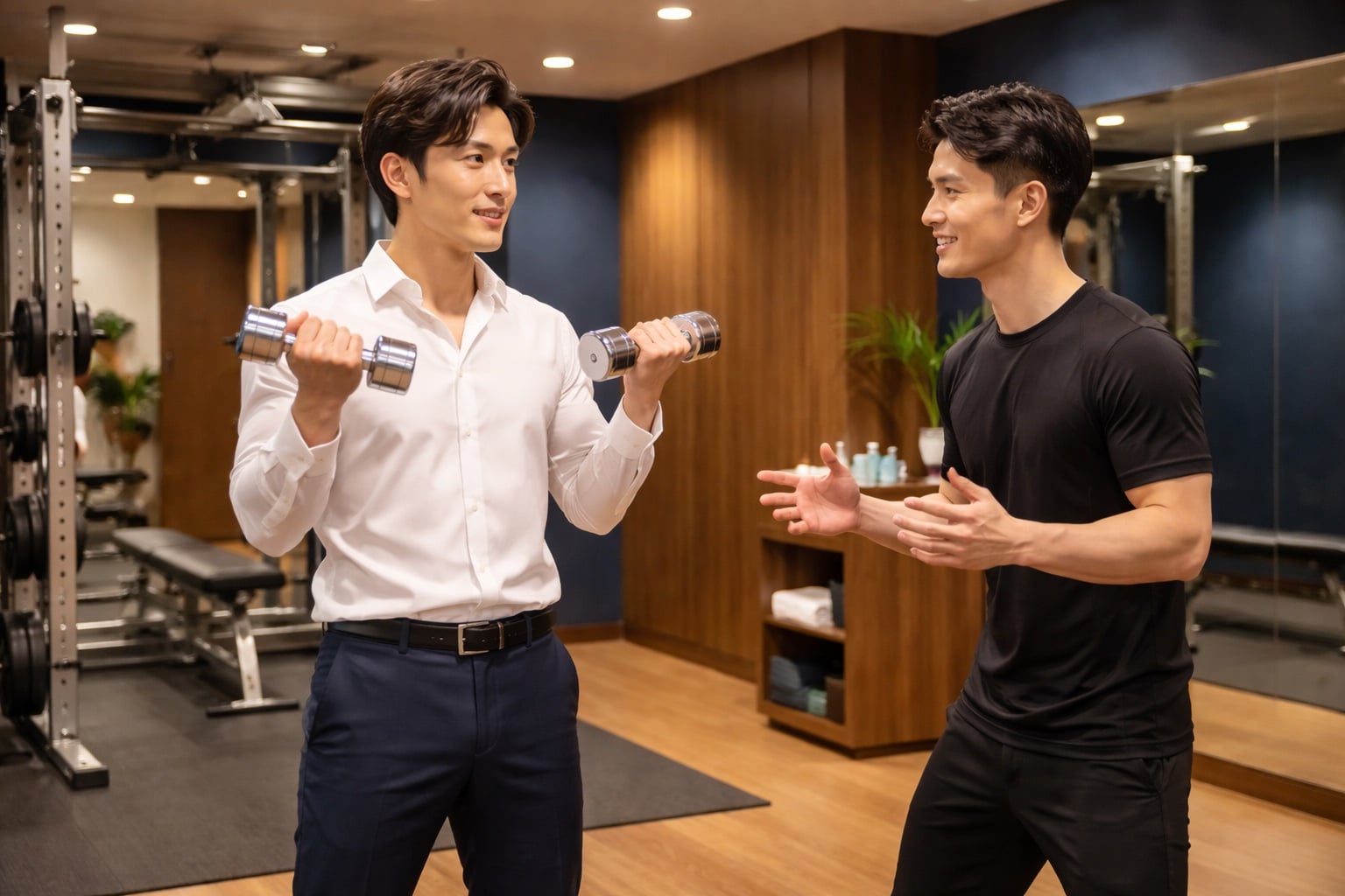 六本木のパーソナルジムでトレーニングをする様子