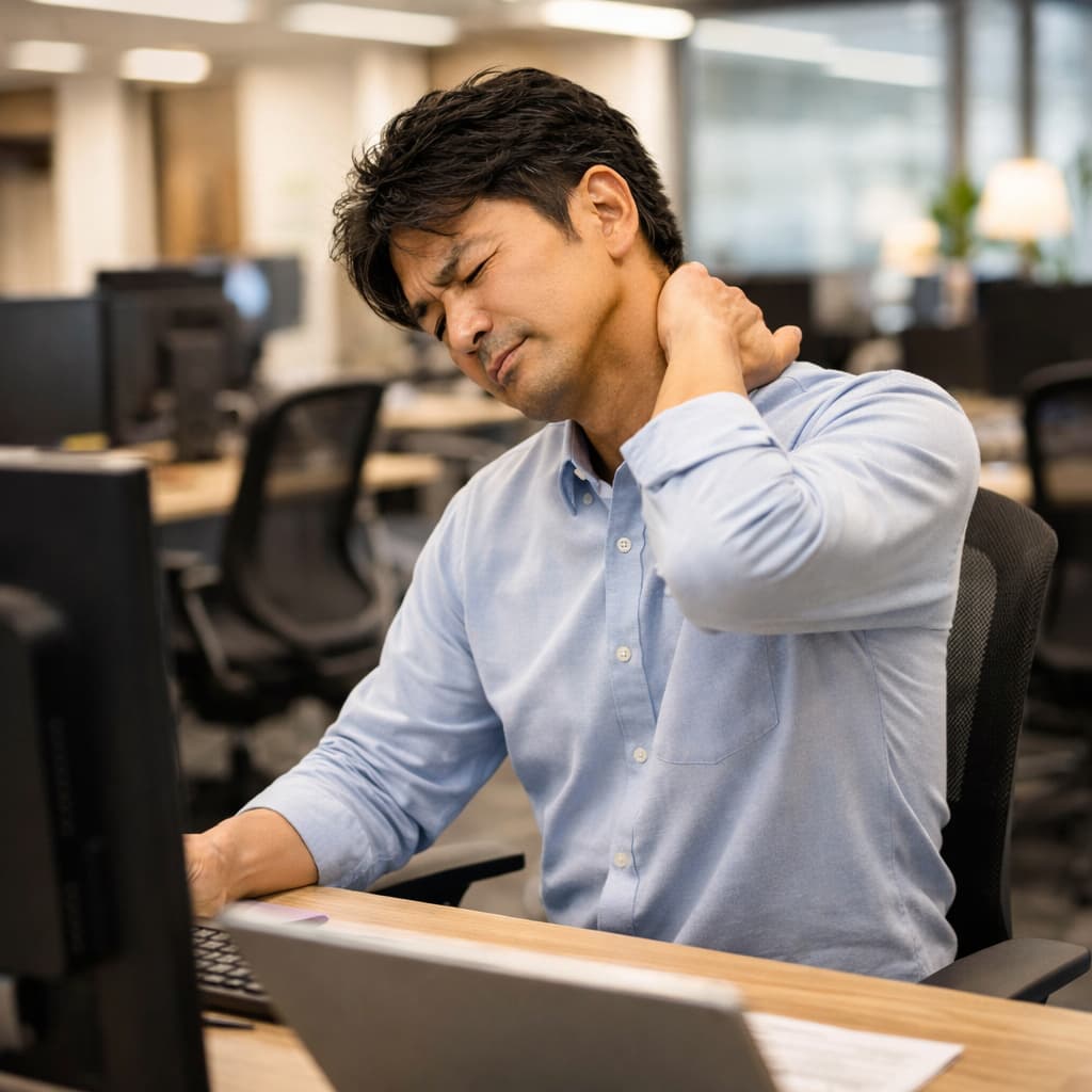 デスクワークで運動不足の男性