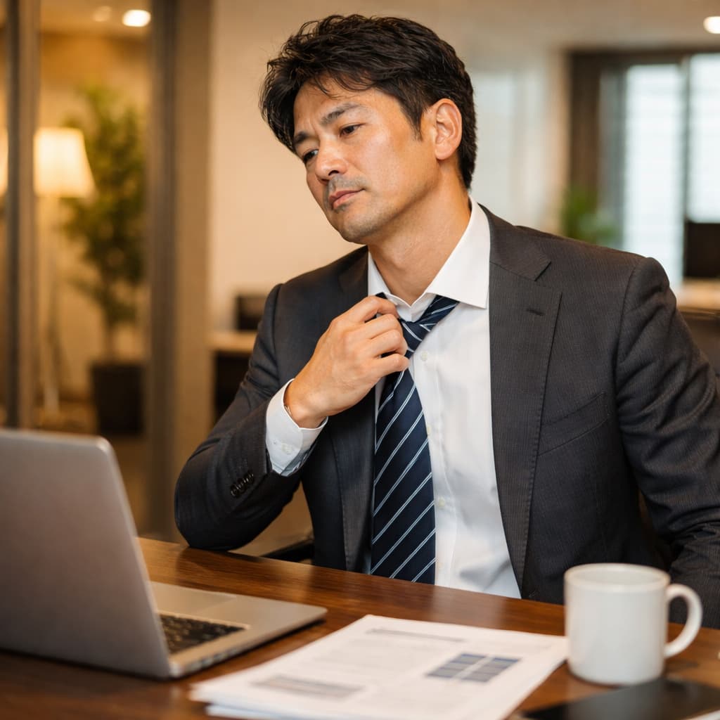 仕事で疲れを感じる40代男性