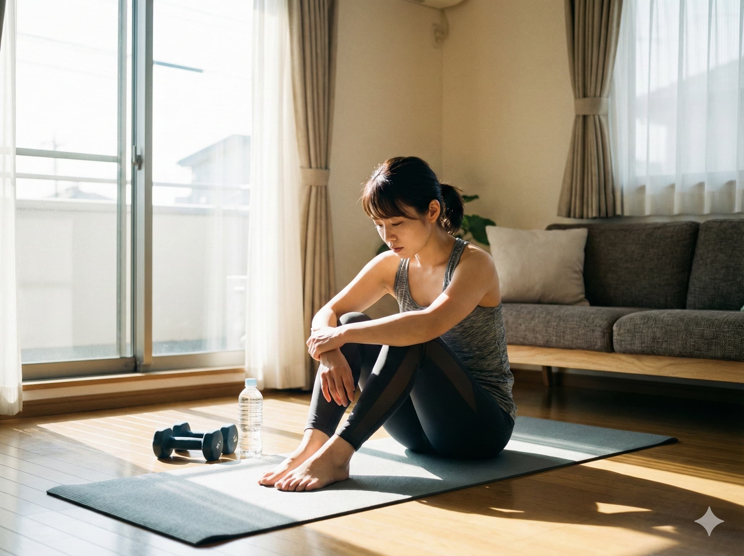 一人で悩む様子