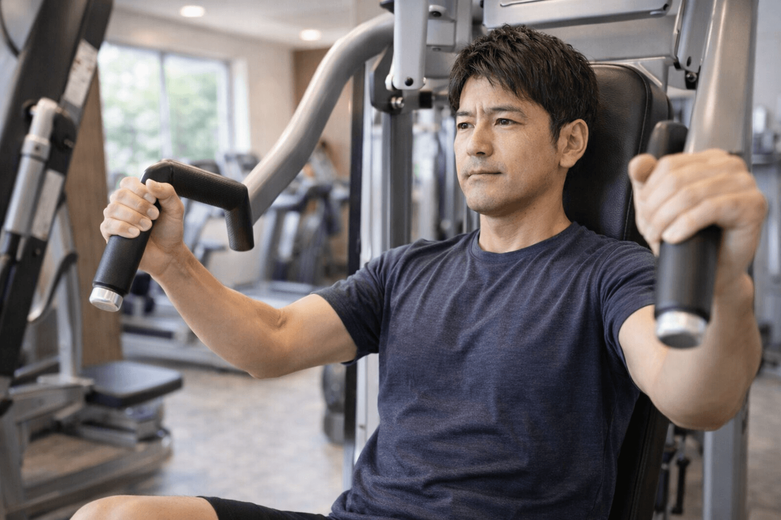 筋力トレーニングをする中年の方