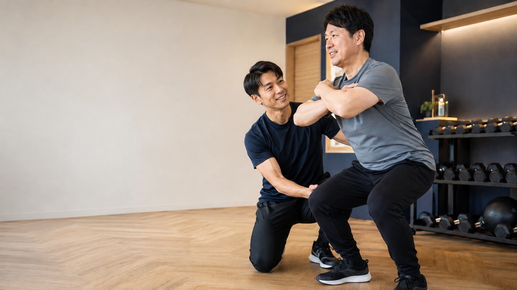 下半身トレーニングを指導するパーソナルトレーナー
