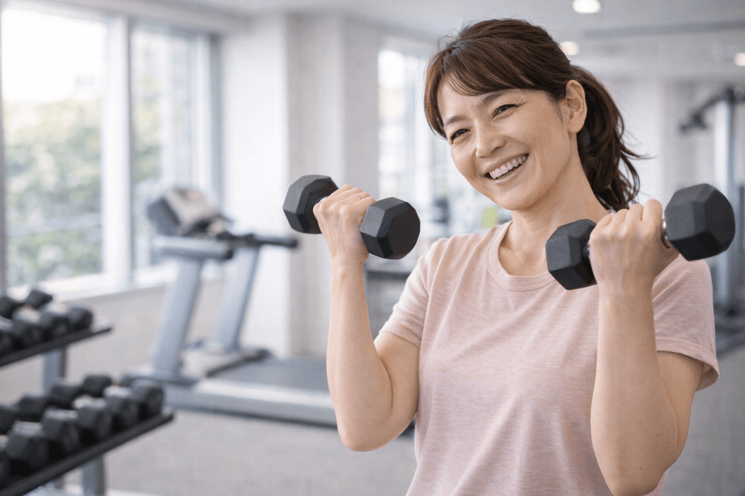 アンチエイジング効果のある筋トレを行う様子