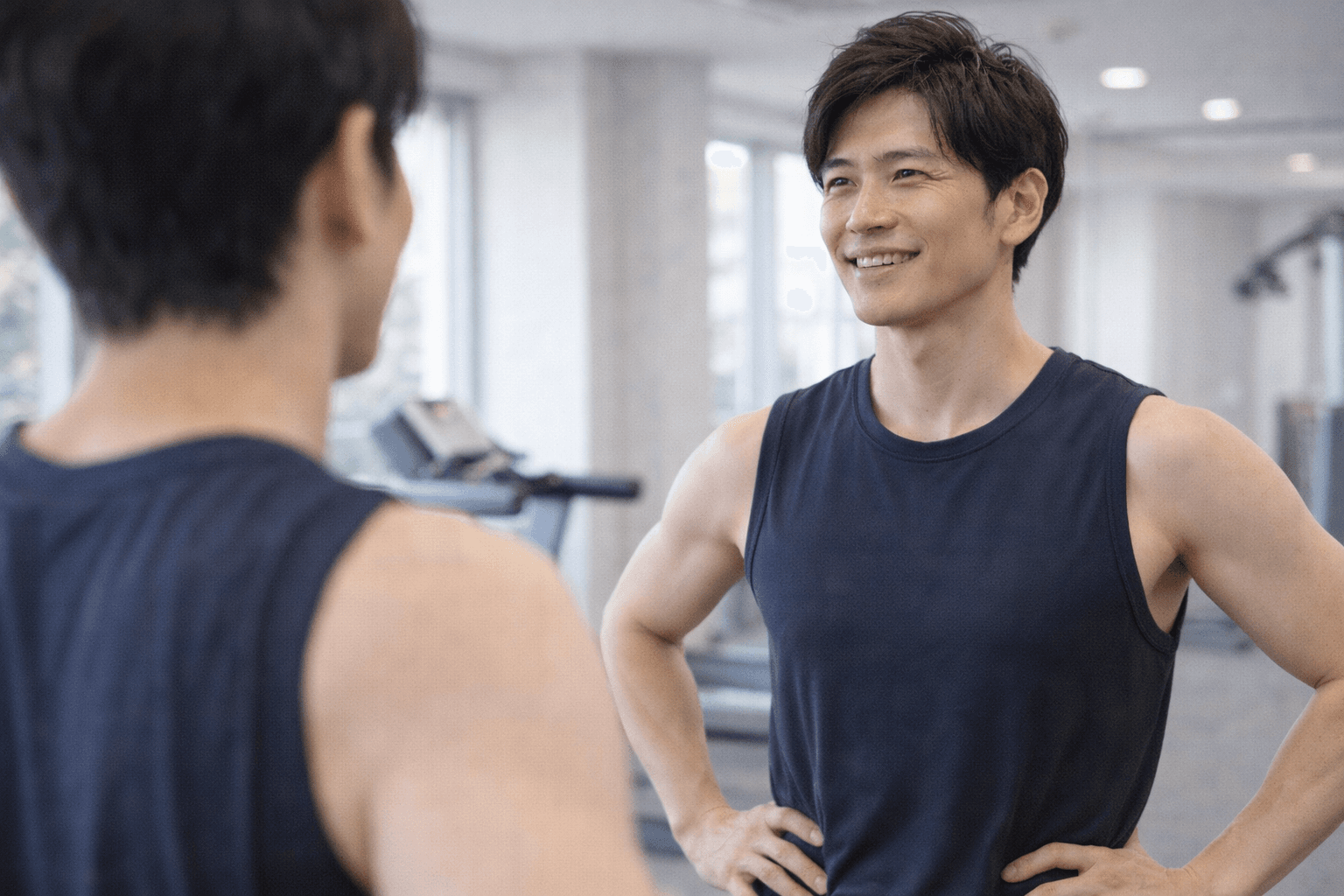 自信に満ちた表情でトレーニングする様子