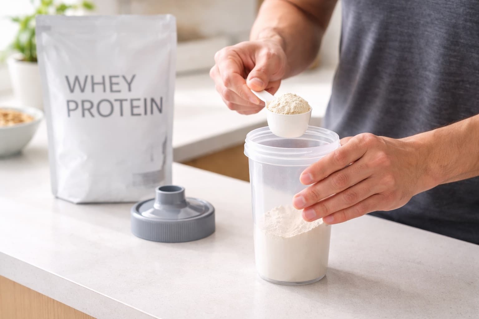 プロテインを準備している様子