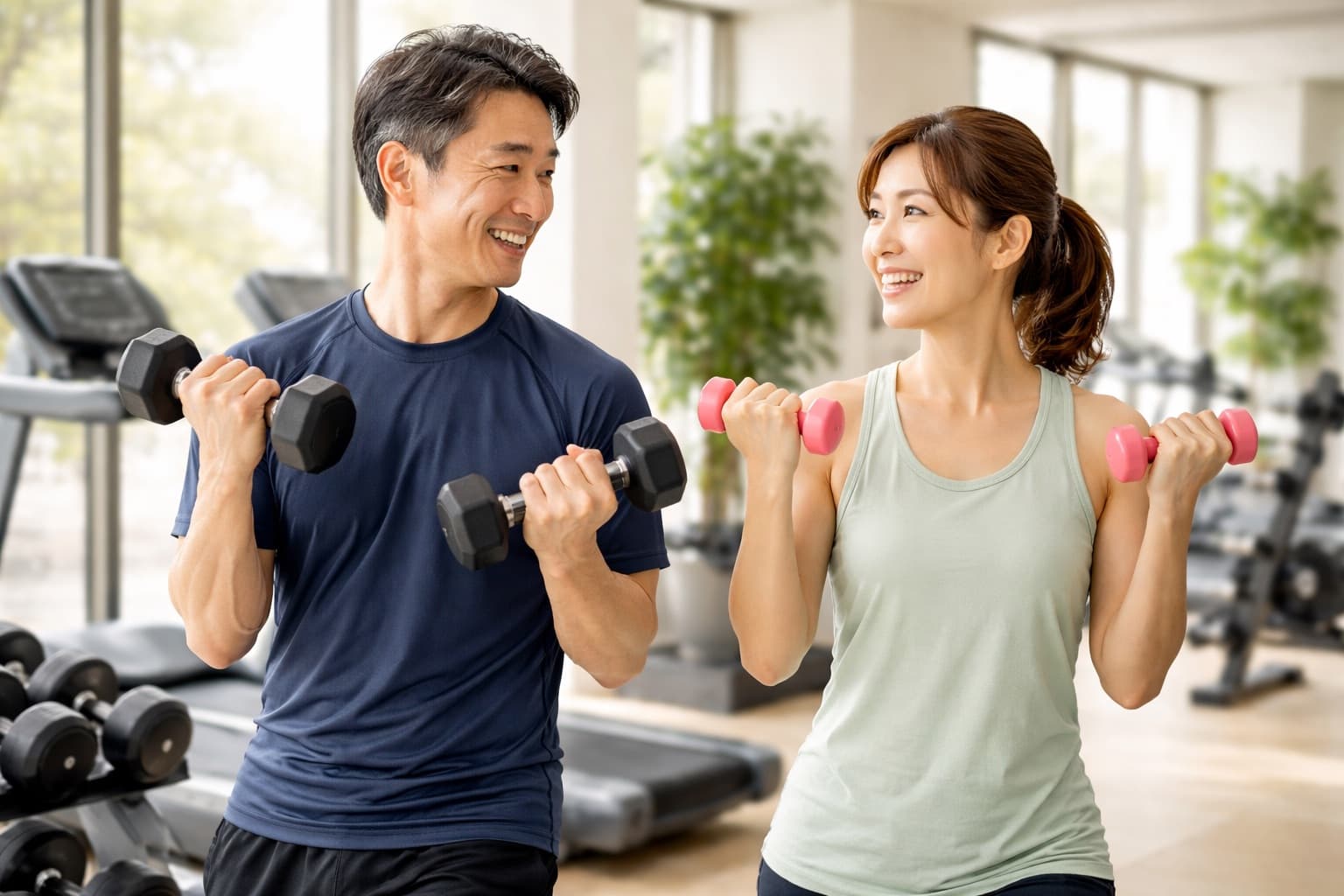 40〜50代が元気にトレーニングしているシーン