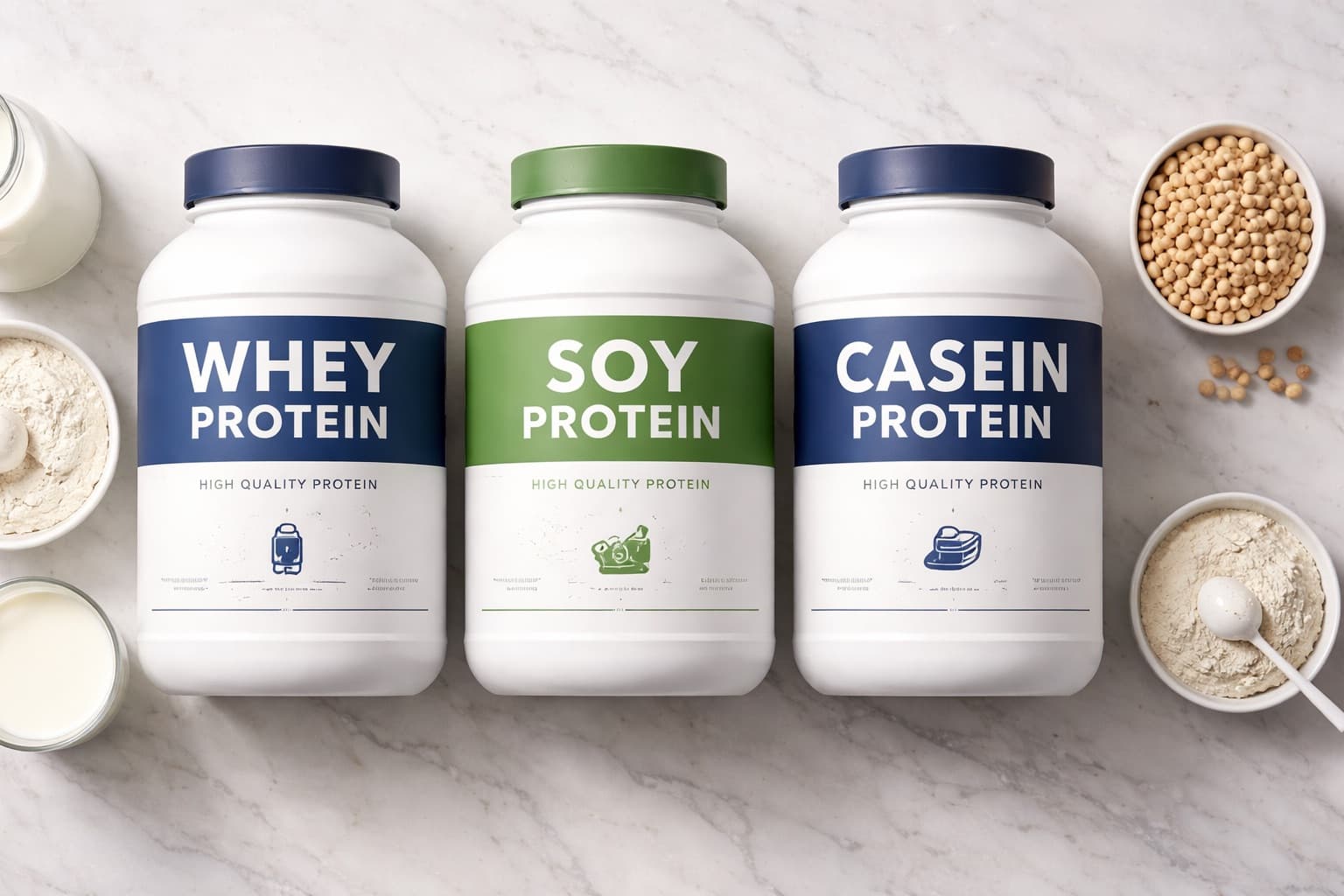 ホエイ・ソイ・カゼイン3種のプロテイン比較