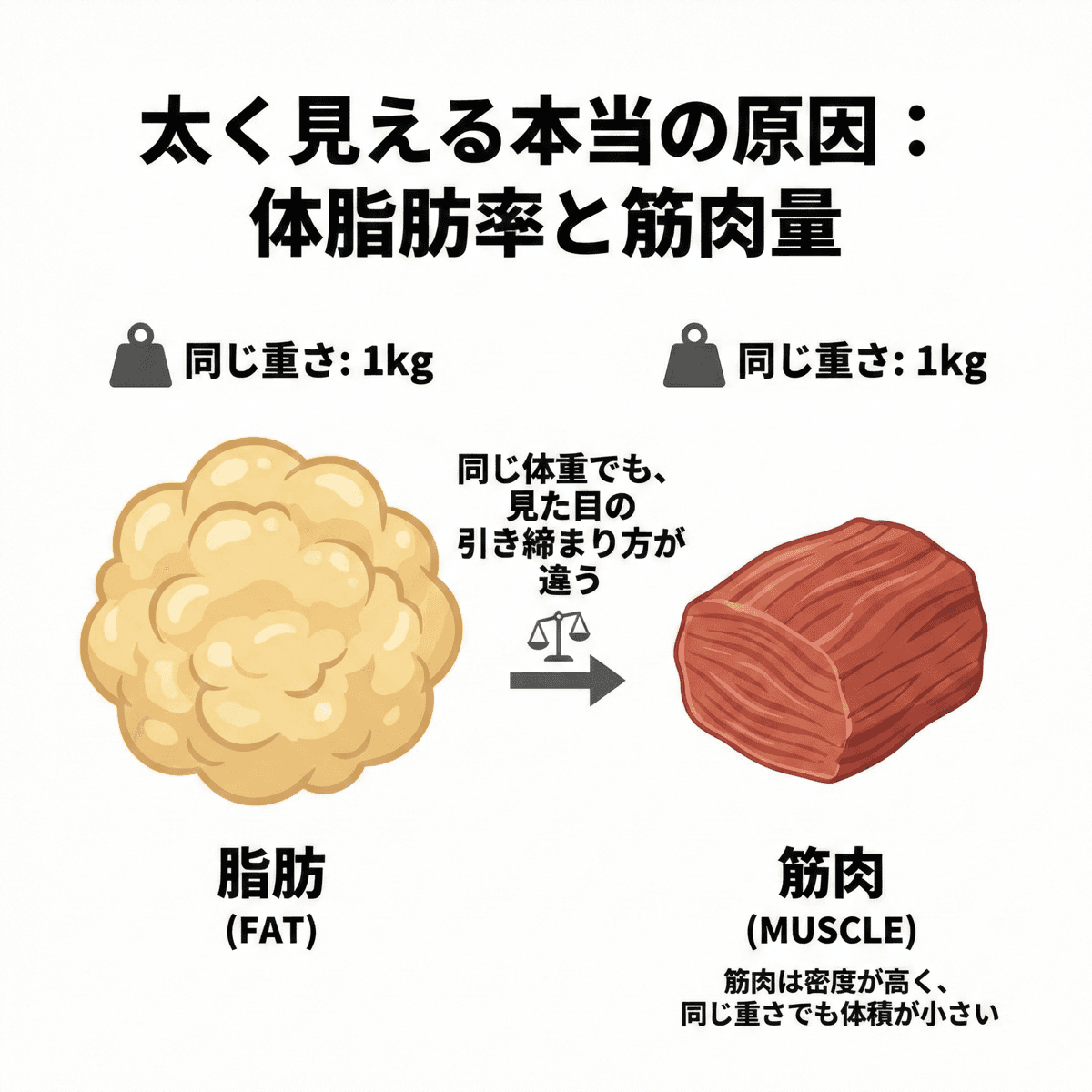 脂肪と筋肉の比較イメージ