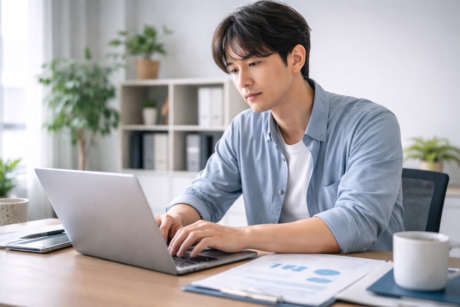 仕事に集中している男性のイメージ