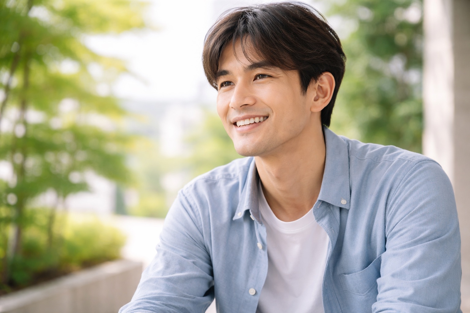 健康的でいきいきとした表情の日本人男性